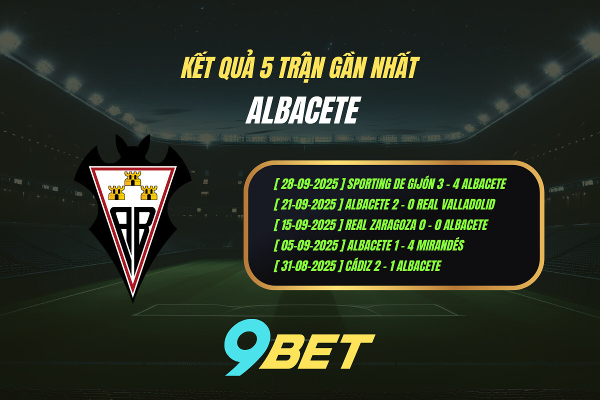 Thành Tích 5 Trận Gần Nhất Albacete 9bet