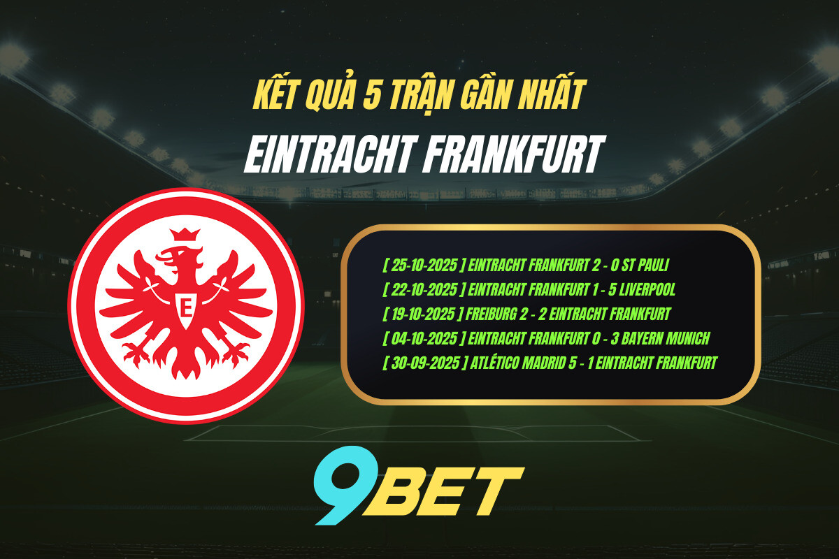 Thành Tích 5 Trận Gần Nhất Eintracht Frankfurt 9bet ( Tính đến 00h30 Ngày 29 10)