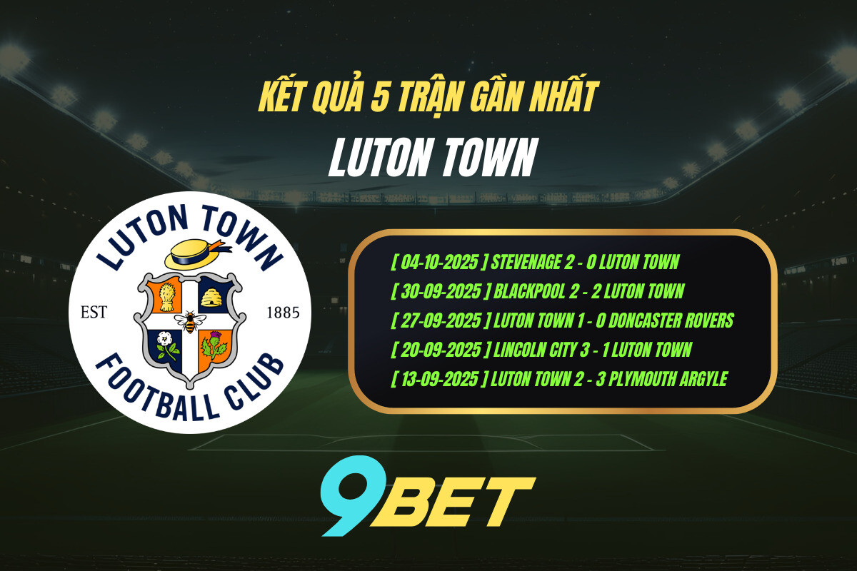 Thành Tích 5 Trận Gần Nhất Luton Town 9bet